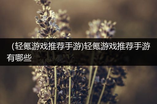 （轻氪游戏推荐手游)轻氪游戏推荐手游有哪些