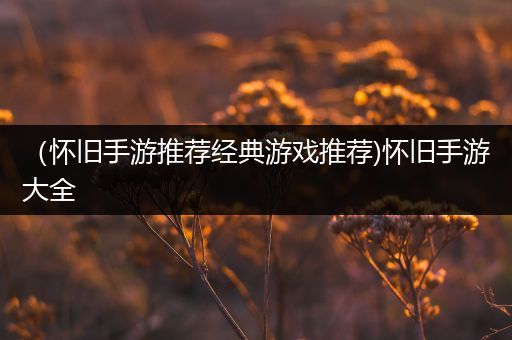 （怀旧手游推荐经典游戏推荐)怀旧手游大全