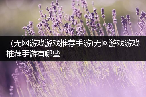 （无网游戏游戏推荐手游)无网游戏游戏推荐手游有哪些