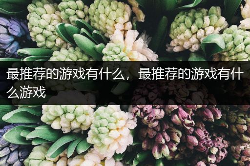 最推荐的游戏有什么，最推荐的游戏有什么游戏