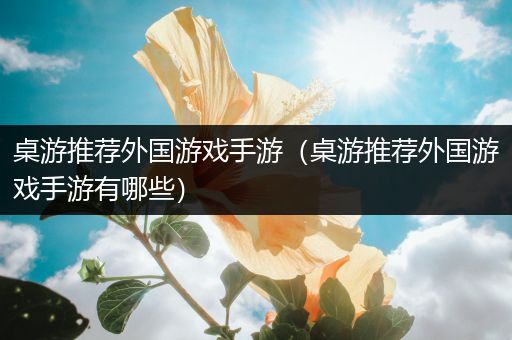 桌游推荐外国游戏手游（桌游推荐外国游戏手游有哪些）