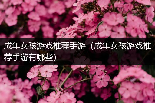 成年女孩游戏推荐手游（成年女孩游戏推荐手游有哪些）