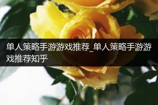 单人策略手游游戏推荐_单人策略手游游戏推荐知乎