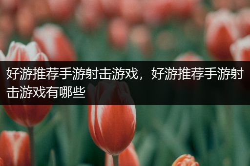 好游推荐手游射击游戏，好游推荐手游射击游戏有哪些