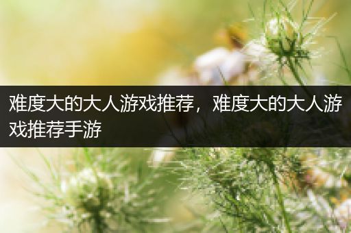 难度大的大人游戏推荐，难度大的大人游戏推荐手游
