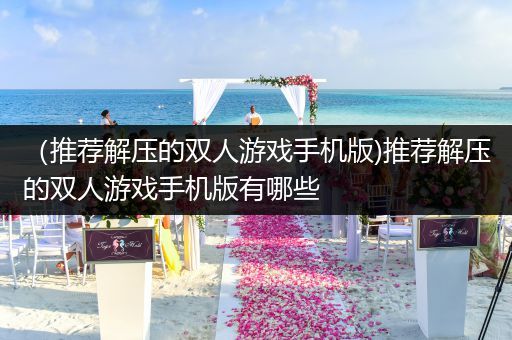 （推荐解压的双人游戏手机版)推荐解压的双人游戏手机版有哪些