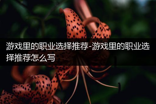 游戏里的职业选择推荐-游戏里的职业选择推荐怎么写