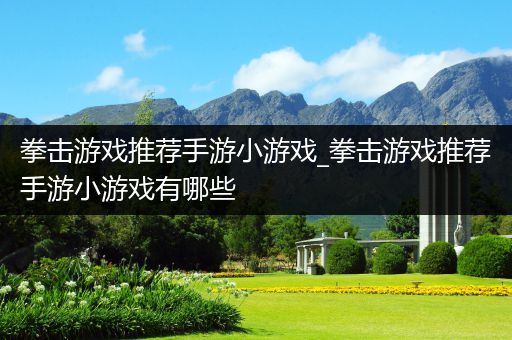拳击游戏推荐手游小游戏_拳击游戏推荐手游小游戏有哪些