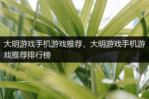 大明游戏手机游戏推荐，大明游戏手机游戏推荐排行榜