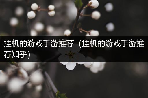 挂机的游戏手游推荐（挂机的游戏手游推荐知乎）