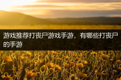 游戏推荐打丧尸游戏手游，有哪些打丧尸的手游