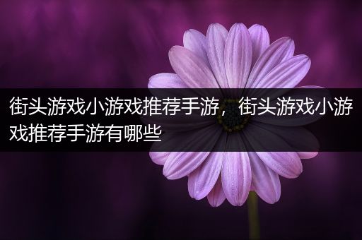街头游戏小游戏推荐手游，街头游戏小游戏推荐手游有哪些