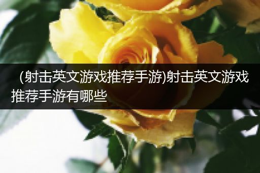 （射击英文游戏推荐手游)射击英文游戏推荐手游有哪些