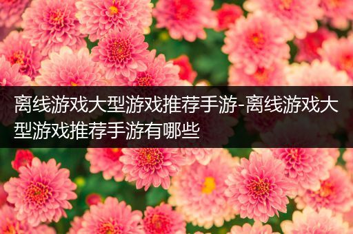 离线游戏大型游戏推荐手游-离线游戏大型游戏推荐手游有哪些