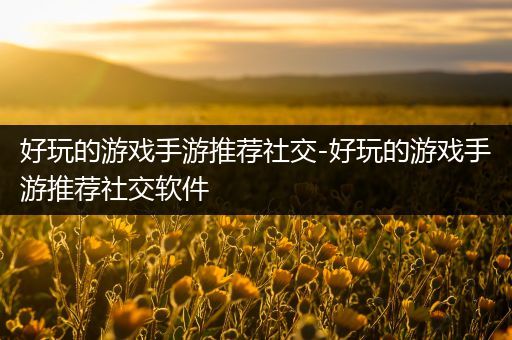 好玩的游戏手游推荐社交-好玩的游戏手游推荐社交软件