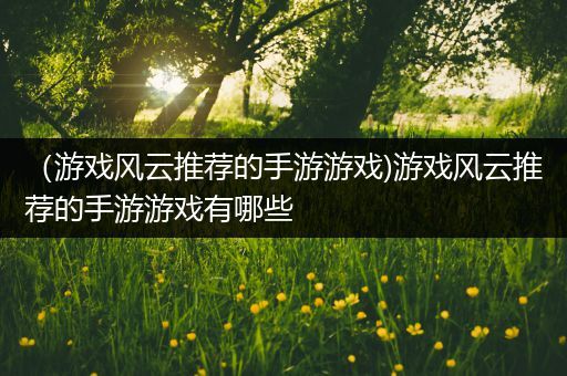 （游戏风云推荐的手游游戏)游戏风云推荐的手游游戏有哪些
