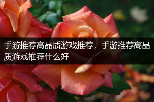 手游推荐高品质游戏推荐，手游推荐高品质游戏推荐什么好
