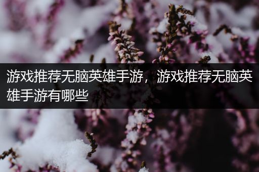 游戏推荐无脑英雄手游，游戏推荐无脑英雄手游有哪些