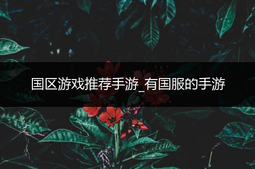 国区游戏推荐手游_有国服的手游
