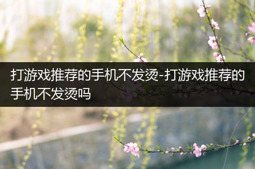 打游戏推荐的手机不发烫-打游戏推荐的手机不发烫吗