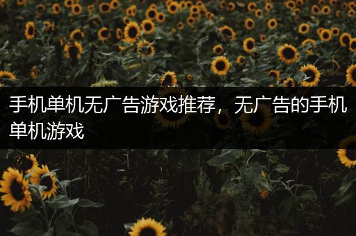 手机单机无广告游戏推荐，无广告的手机单机游戏