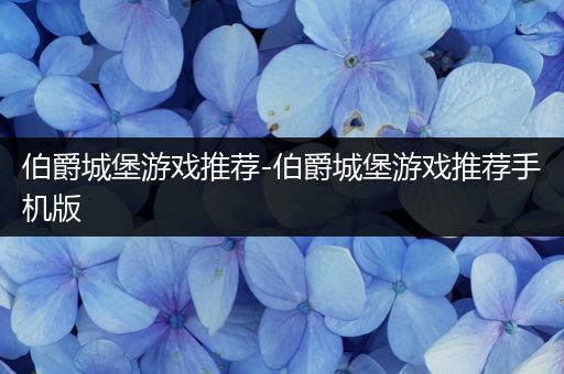 伯爵城堡游戏推荐-伯爵城堡游戏推荐手机版