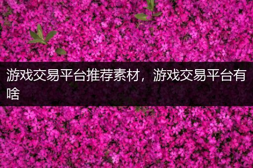 游戏交易平台推荐素材，游戏交易平台有啥