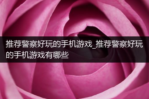 推荐警察好玩的手机游戏_推荐警察好玩的手机游戏有哪些