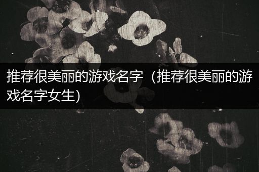 推荐很美丽的游戏名字（推荐很美丽的游戏名字女生）