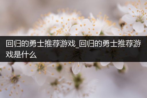 回归的勇士推荐游戏_回归的勇士推荐游戏是什么