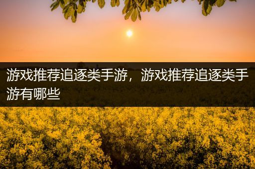 游戏推荐追逐类手游，游戏推荐追逐类手游有哪些