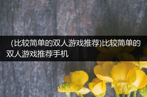 （比较简单的双人游戏推荐)比较简单的双人游戏推荐手机