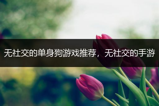 无社交的单身狗游戏推荐，无社交的手游