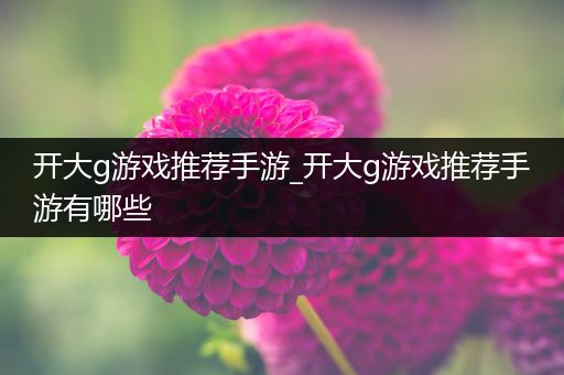 开大g游戏推荐手游_开大g游戏推荐手游有哪些