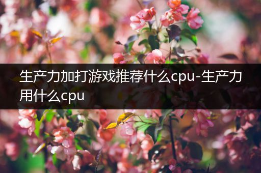 生产力加打游戏推荐什么cpu-生产力用什么cpu