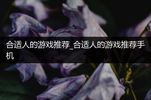 合适人的游戏推荐_合适人的游戏推荐手机