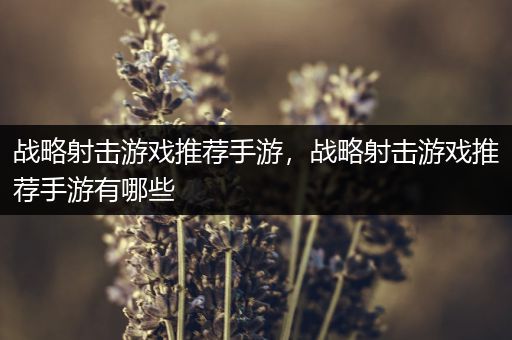 战略射击游戏推荐手游，战略射击游戏推荐手游有哪些