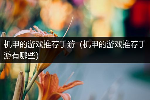 机甲的游戏推荐手游（机甲的游戏推荐手游有哪些）
