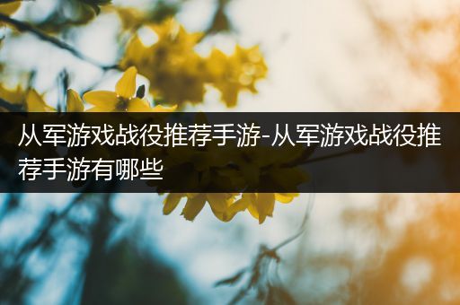 从军游戏战役推荐手游-从军游戏战役推荐手游有哪些