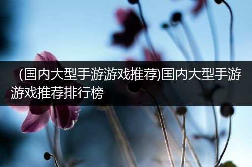 （国内大型手游游戏推荐)国内大型手游游戏推荐排行榜