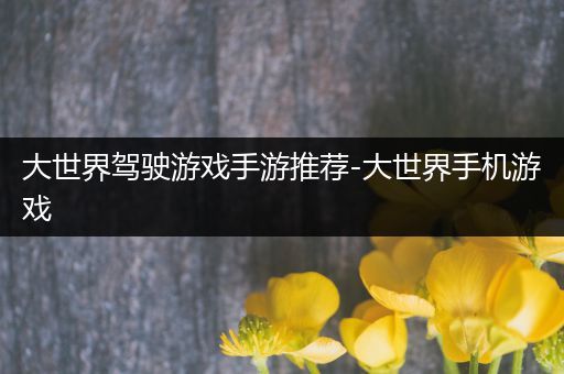 大世界驾驶游戏手游推荐-大世界手机游戏