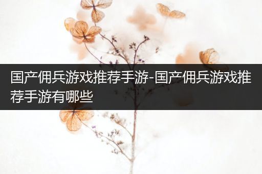 国产佣兵游戏推荐手游-国产佣兵游戏推荐手游有哪些