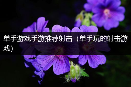 单手游戏手游推荐射击（单手玩的射击游戏）
