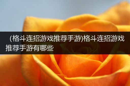（格斗连招游戏推荐手游)格斗连招游戏推荐手游有哪些