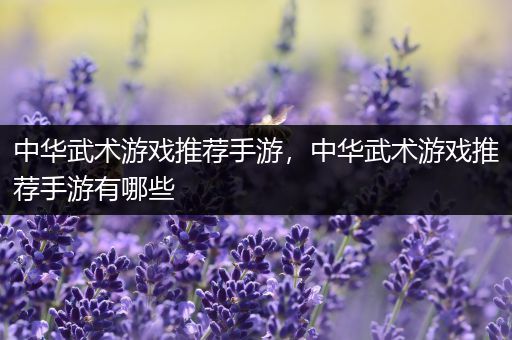 中华武术游戏推荐手游，中华武术游戏推荐手游有哪些