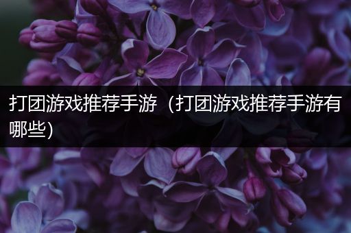 打团游戏推荐手游（打团游戏推荐手游有哪些）