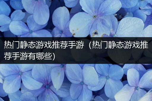 热门静态游戏推荐手游（热门静态游戏推荐手游有哪些）