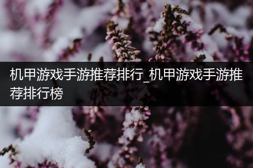 机甲游戏手游推荐排行_机甲游戏手游推荐排行榜