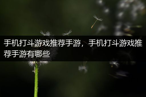 手机打斗游戏推荐手游，手机打斗游戏推荐手游有哪些