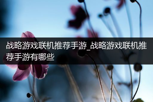 战略游戏联机推荐手游_战略游戏联机推荐手游有哪些